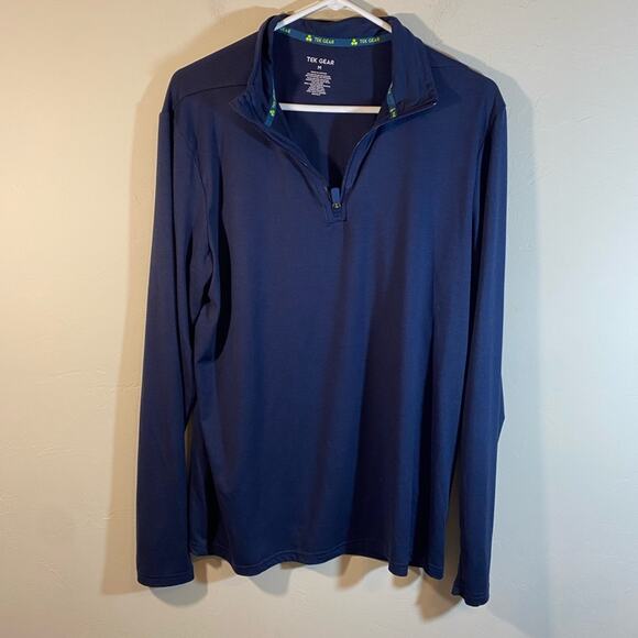 Tek Gear Size Medium Black Blue Mixed 1/4 Zip Pullover - Picture 2 of 7